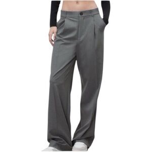 Zara (EUC) Wool Blend Gray Wide Leg Trousers Single Pleated Front Size Large